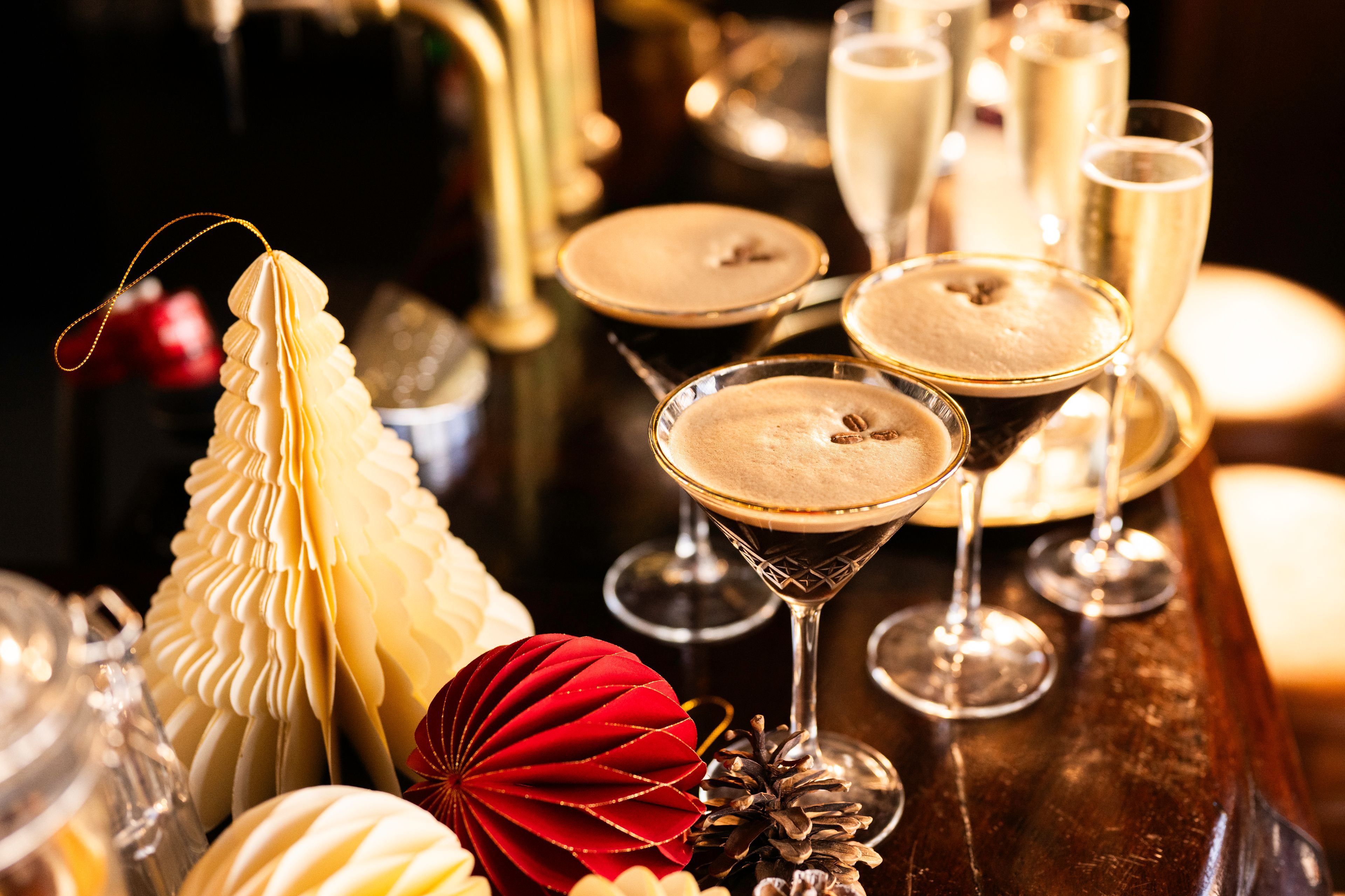 Christmas drinks and festive celebrations at a London riverside pub.